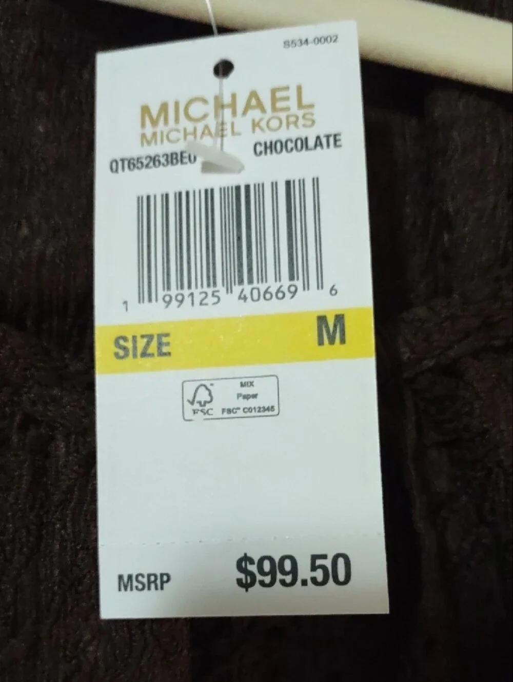 NWT Michael Kors Chocolate Brown Eyelet Button Front Blouse Medium